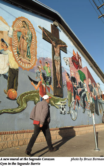 A new mural at the Sagrado Corazon Gym in the Segundo Barrio