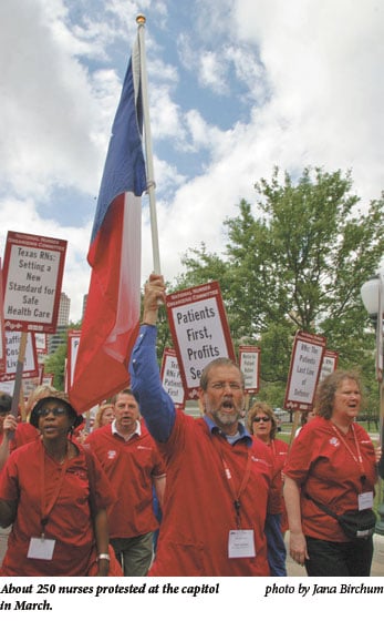 About 250 nurses protested at the Capitol in March