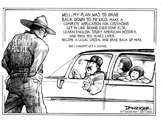 Danziger cartoon about immigration
