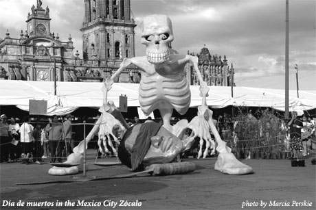 Dia de muertos in the Mexico city of Zocalo, photo by Marcia Perskie