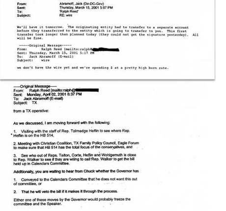 E-Mails correspondence between Abramoff and Reed
