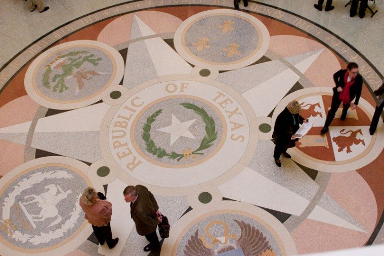 Floor of the Texas Capitol lobby.