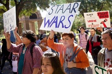 The march to the Capitol before the Save Texas Schools rally.