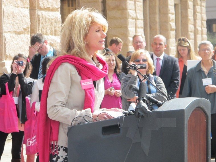 Sen. Wendy Davis (D-Fort Worth) speaks at a Planned Parenthood Rally.