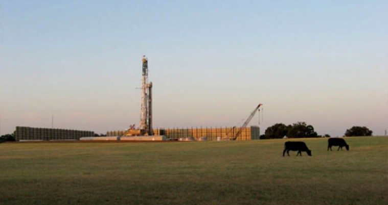 A Chesapeake Energy contractor drills for natural gas northeast of Cleburne.