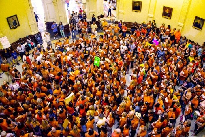 Protesters fill the texas capitol