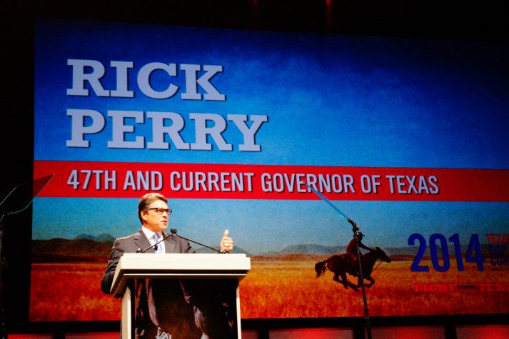 Gov. Rick Perry addresses the Republican state convention in Fort Worth. June 5, 2014.