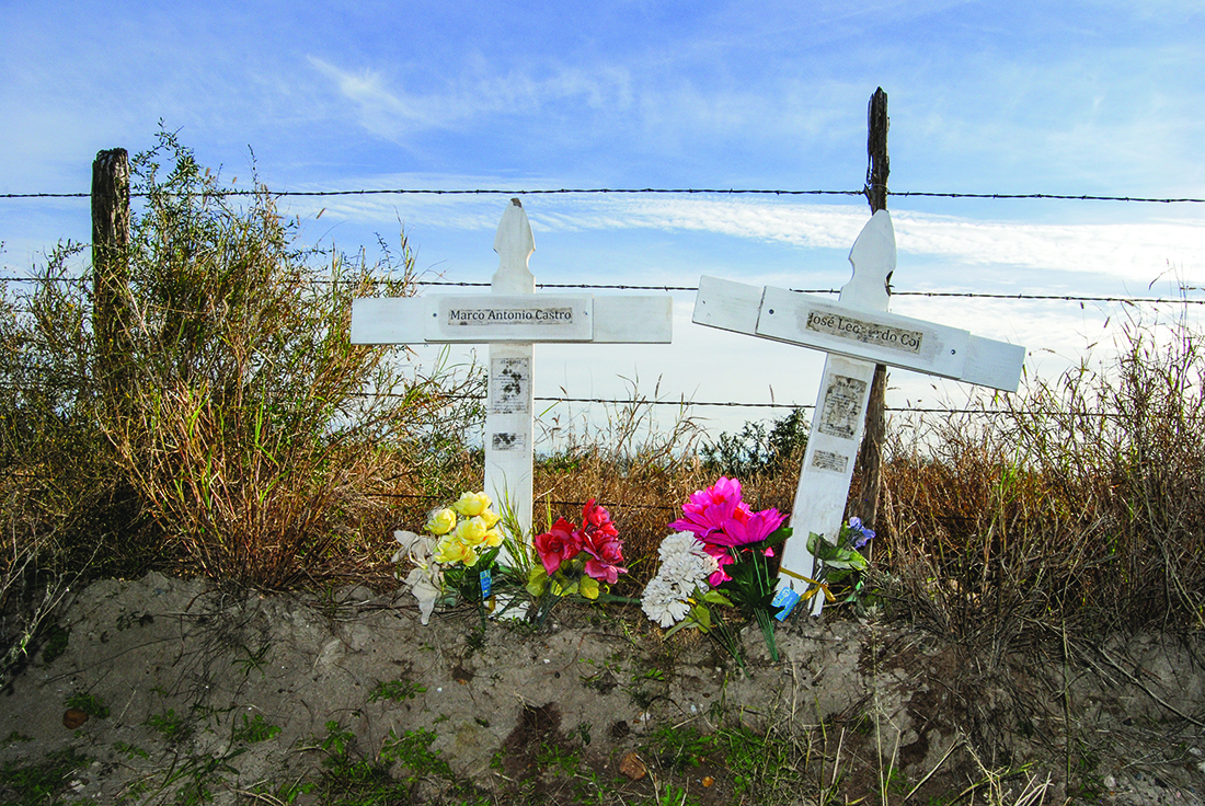 Local residents placed two crosses on Sevenmile Road in memory of the men who died.