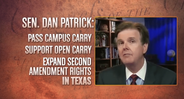 In a campaign ad from 2013, Patrick says he'll support open carry in office.