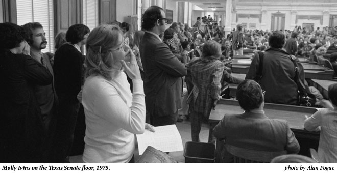 Molly Ivins on the Texas Senate floor, 1975.