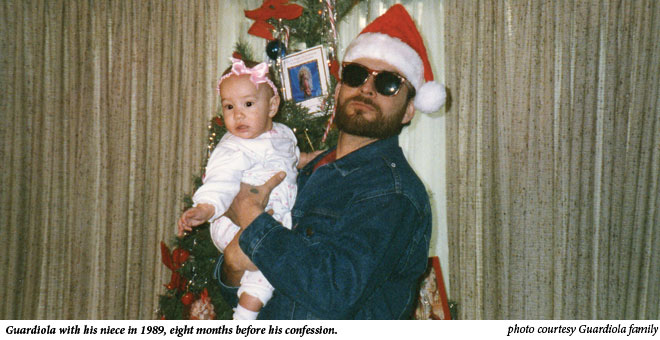 Guardiola with his niece in 1989, eight months before his confession.