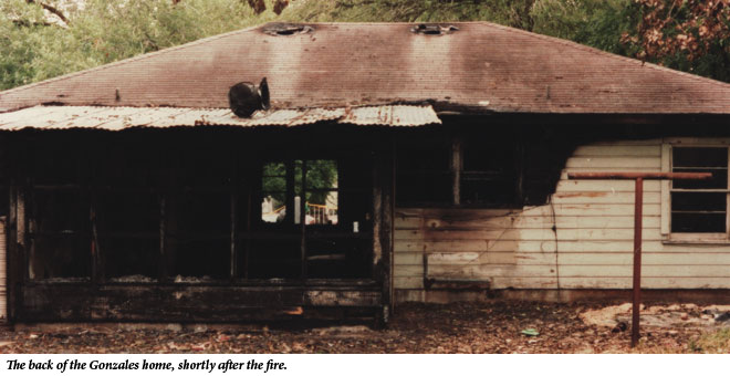The back of the Gonzales home, shortly after the fire.