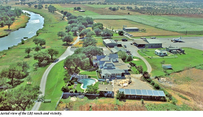 Aerial view of the LBJ ranch and vicinity