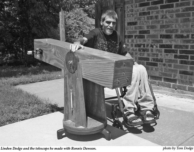 Lindon Dodge and the telescope he built with Ronnie Dawson.