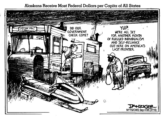 Alaskans receive most federal dollars per capita of all states.