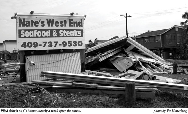 Piled debris a week after the storm