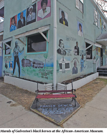Murals of Galvestons black heroes.