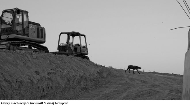 Heavy machinery in the small town of Granjeno.