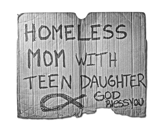 Homeless Mom With Teen Daughter.
