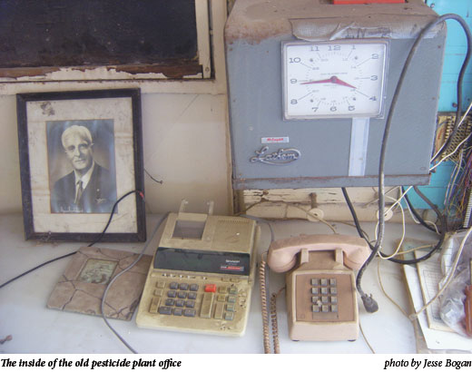 The inside of the old pesticide plant office