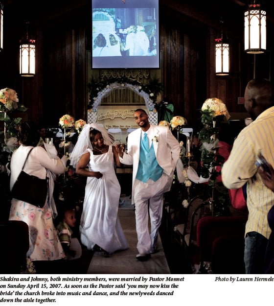 Shakira and Johnny, both ministry members, were married by Pastor Monnet on Sunday April 15, 2007. As soon as the Pastor said 'you may now kiss the bride' the church broke into music and dance, and the newlyweds danced down the aisle together.