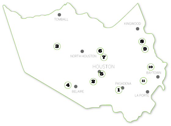 Map of Superfund sites in Houston
