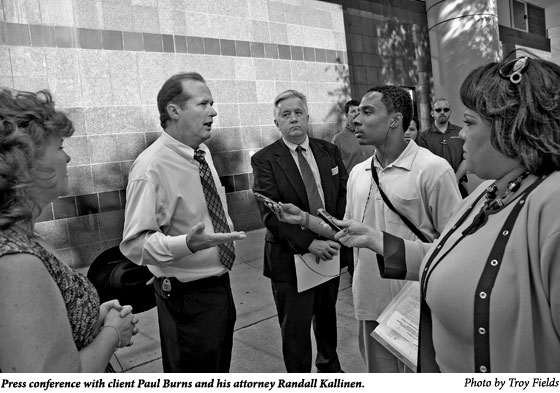 Press conference with Paul Burns and his attorney Randall Kallinen