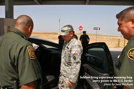 Soldiers bring experience manning Iraq entry points to the U.S. border, photo by Jana Birchum