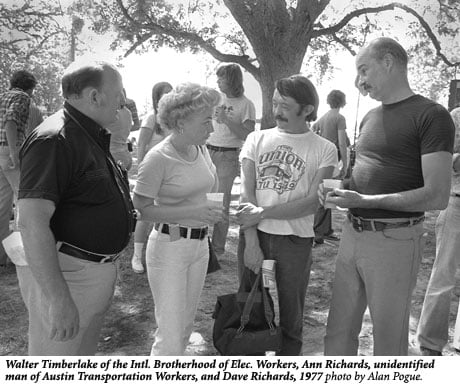 Ann and Dave Richard with 2 other men, 1977, photo by Alan Pogue