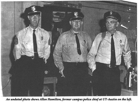 Chief Hamilton in an undated photo, with 2 other campus police