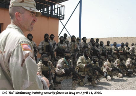 Col. Ted Westhusing training security forces in Iraq on April 11, 2005.