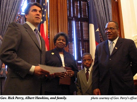 Gov. Perry, Albert Hawkins and his family