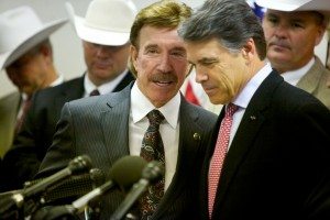 Noted men of peace Rick Perry and Chuck Norris