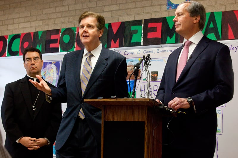 Bishop Oscar Cantu, State Sen. Dan Patrick and Lt. Gov. David Dewhurst