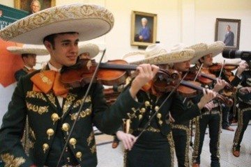 Martin Cantu and other members of UT-Pan American play for a full crowd at the capitol.