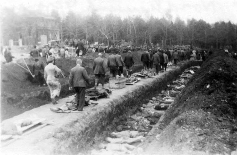Locals made to help bury Nordhausen victims, April 15, 1945.
