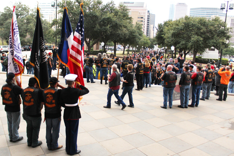 Bikers rally at the Capitol Monday.