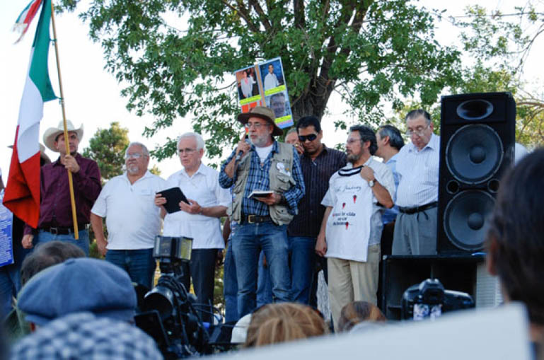 Javier Sicilia at a rally in Juarez, June 2011.