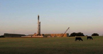 A Chesapeake Energy contractor drills for natural gas northeast of Cleburne.
