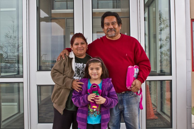 The Reyes family in front of the Methodist Healthcare Ministries clinic in San Antonio.