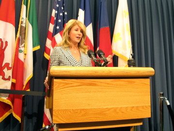 Sen. Wendy Davis spoke at a press conference on Tuesday morning.