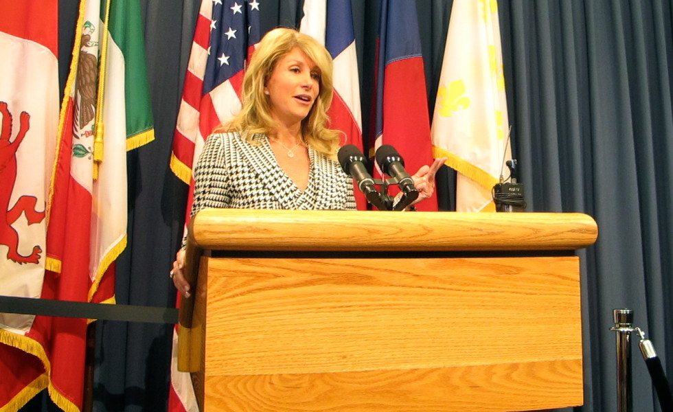 Sen. Wendy Davis spoke at a press conference on Tuesday morning.