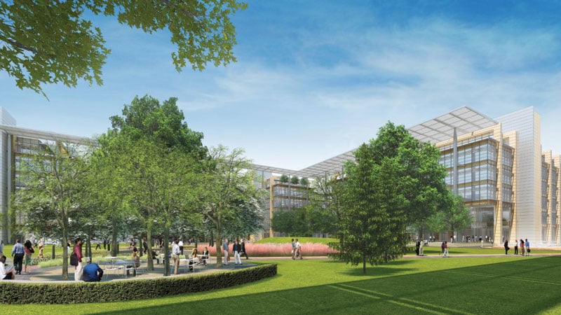 Artist’s rendition of the new Exxon Mobil corporate campus under development in North Houston, near the junction of Interstate 45 and Hardy Toll Road.