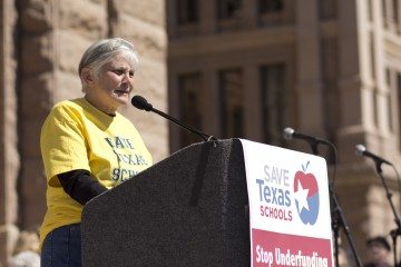 Advocate, professor, and former U.S. Government Education official Diane Ravitch flew down from frosty New York to speak about the woes of standardized testing at the Save Texas Schools Rally.