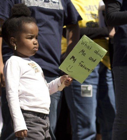 The future of education is on everybody's mind - young and old - at Saturday's Save Texas Schools Rally.