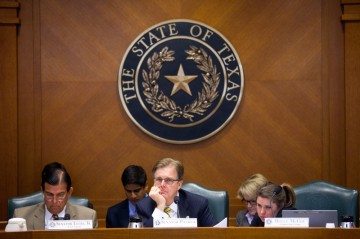 Sen. Dan Patrick (R-Houston) presides over a Senate Education Committee hearing.