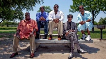 Some of the Dallas exonerees, from left to right: Claude A. Simmons Jr., Thomas McGowan, Christopher Scott, Johnnie Lindsey and Richard Miles. Press photo.