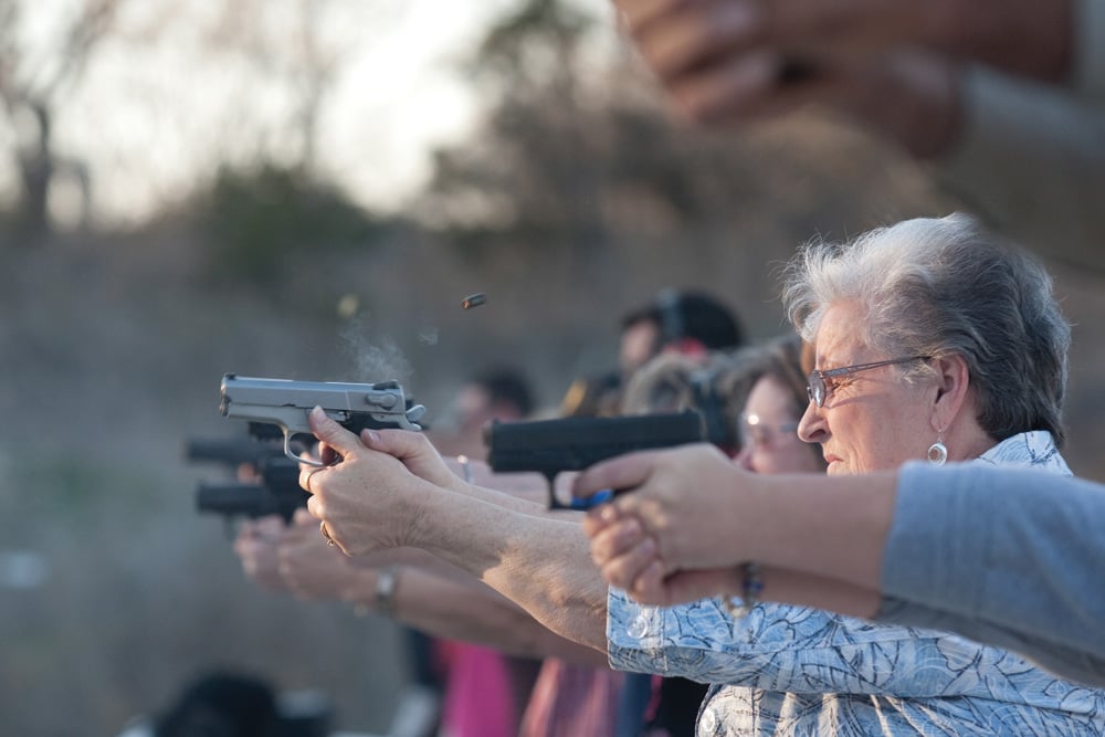 Up In ArmsCarolyn Billington shoots a 9mm Smith & Wesson during a concealed handgun training class offered to teachers and staff of Clifton Independent School District in Clifton, Texas. She is a receptionist at Clifton Elementary School.