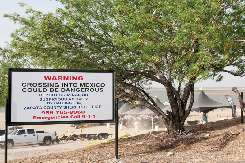 A caution sign erected by former Sheriff Sigi Gonzalez at the Zapata County boat ramp.