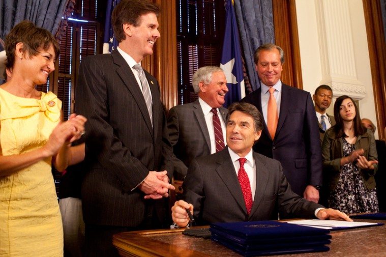 Rick Perry Sign Perry Signs House Bill 5, Cutting School Testing and Ending Veto Worry